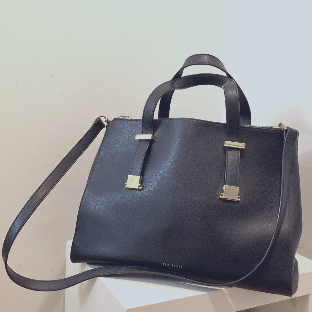 Ted Baker London - black leather cross-body shoulder bag